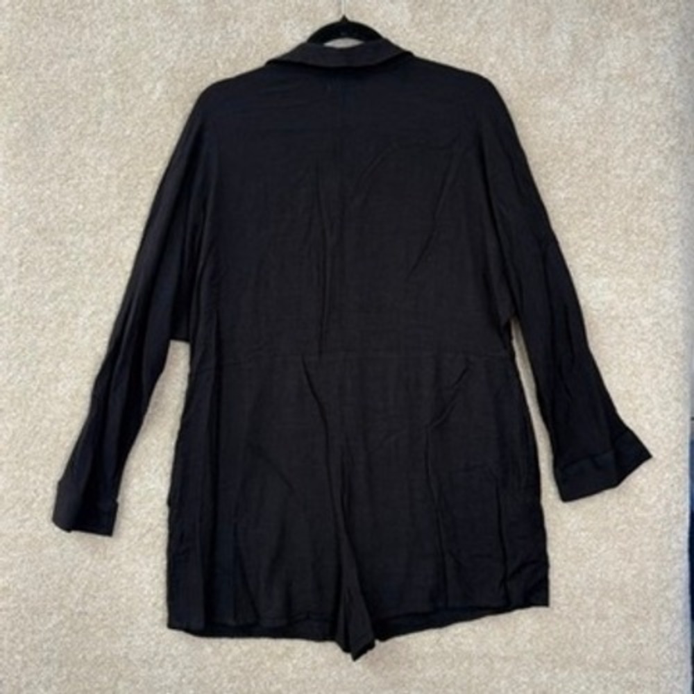 LSPACE Romper Womens Medium Black Button Front Long Sleeve Viscose Beach Coverup - Picture 7 of 9